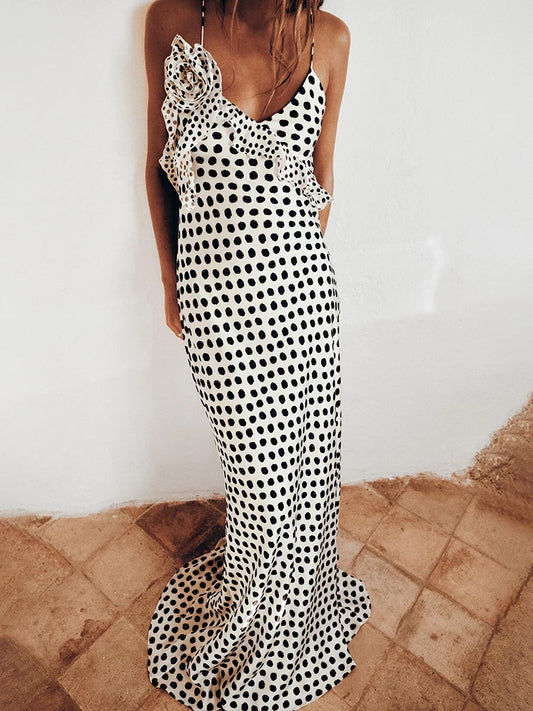 Vestido floral de noche con espalda descubierta