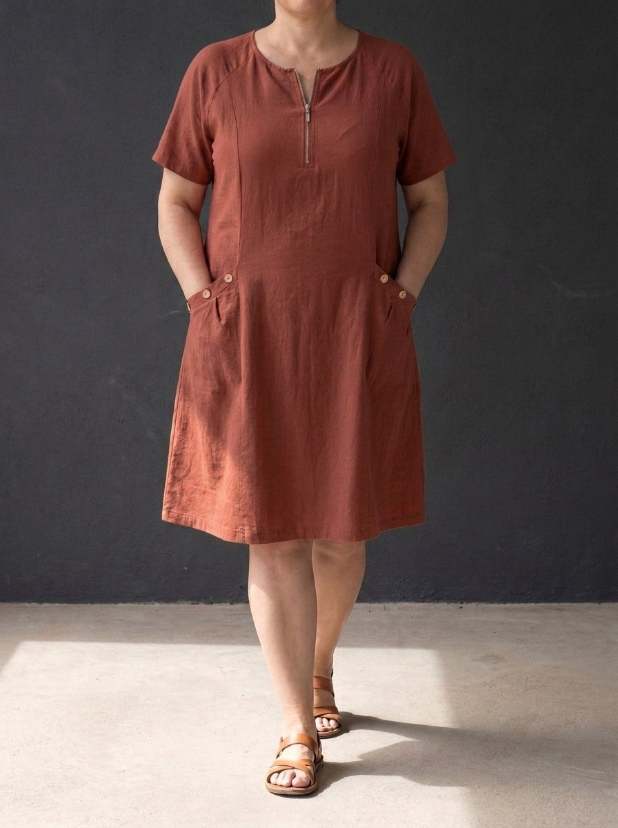 Nara vestido rojo teja