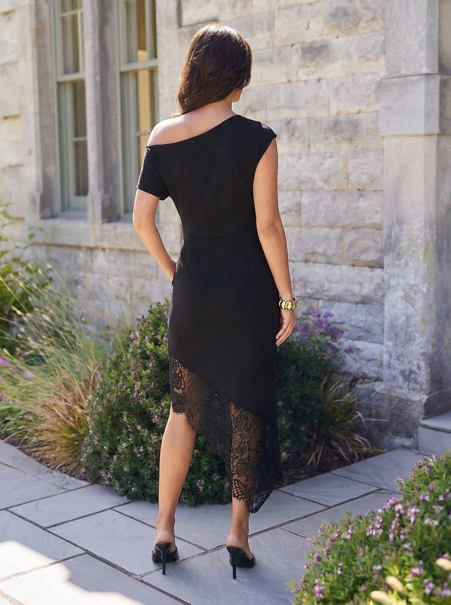 VEGA | Vestido Midi Negro con Encaje