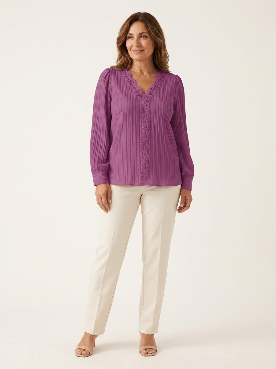 Paloma | Blusa Plisada de Botones