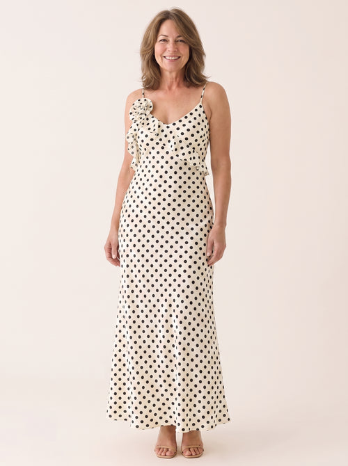 Vestido de Lunares de Noche con Espalda Descubierta