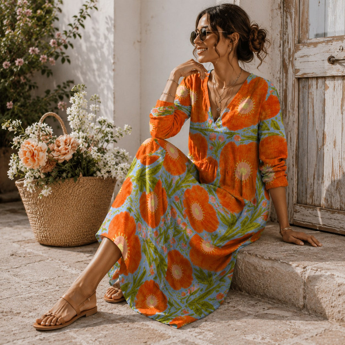Alice, vestido midi de flores — segunda vista