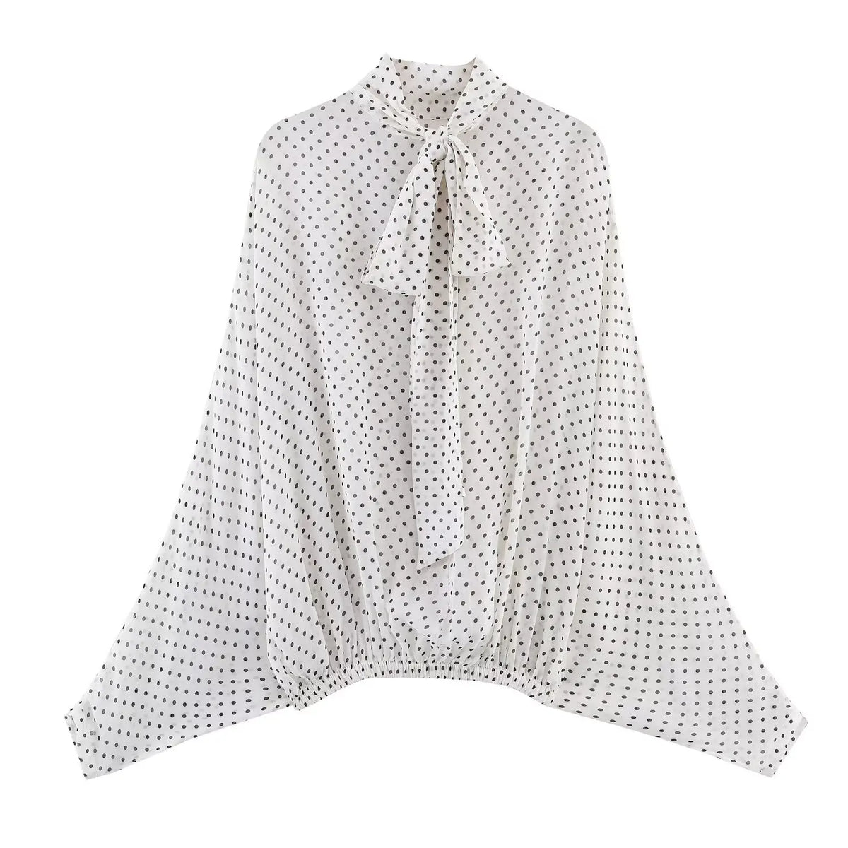 Rocío | Conjunto de Gasa de Lunares — Blusa y Falda Midi