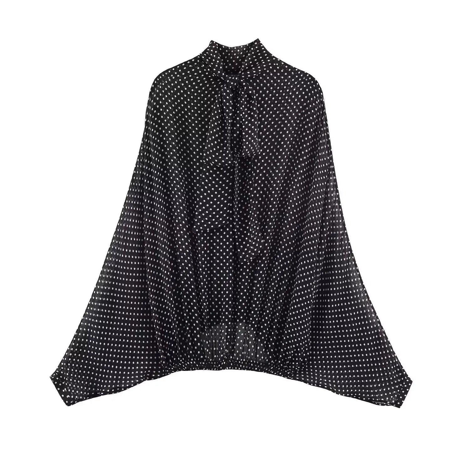 Rocío | Conjunto de Gasa de Lunares — Blusa y Falda Midi