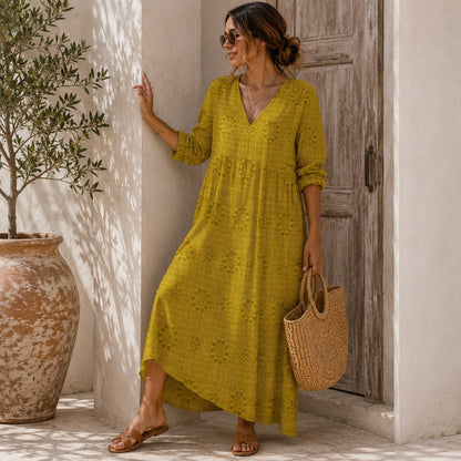 Christiane, vestido largo de verano con cuello en V — segunda vista