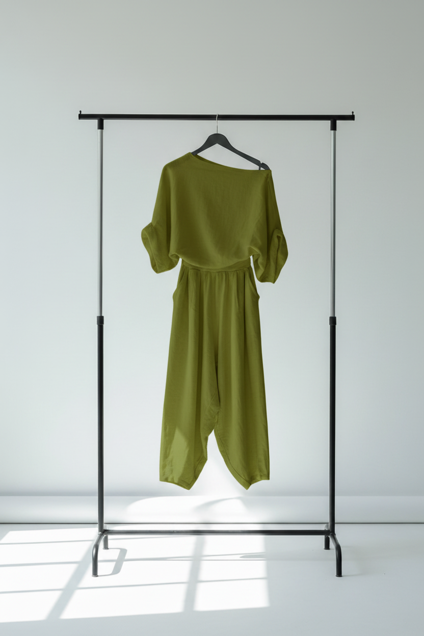 Conjunto verde lima en perchero