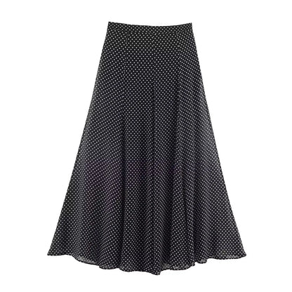 Rocío | Conjunto de Gasa de Lunares — Blusa y Falda Midi