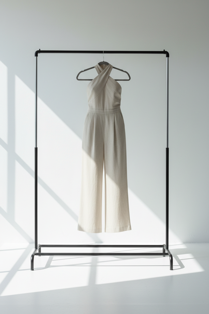 Jumpsuit lino — burro negro estilo editorial