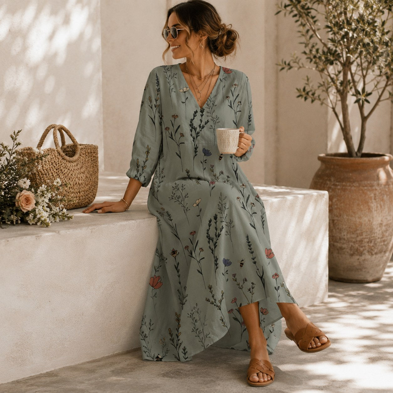 Lucette, vestido largo de verano en tejido ligero — segunda vista
