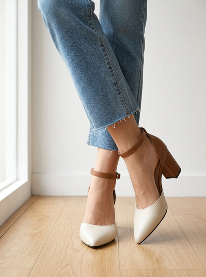 Marielle | Zapatos de tacón bicolor con pulsera