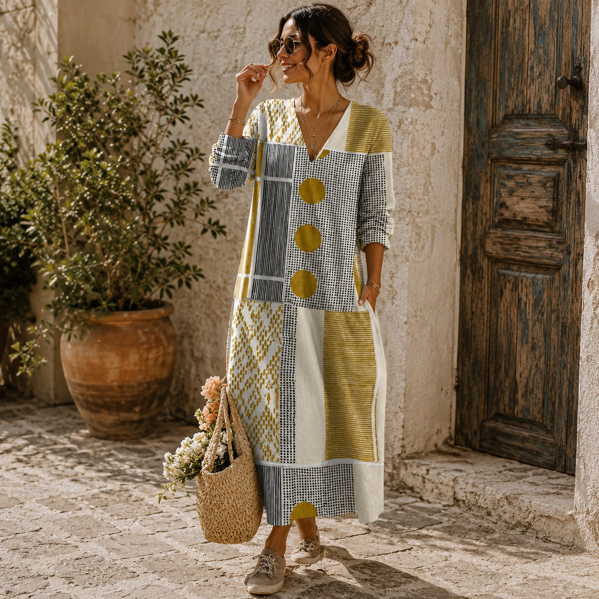 Mathilde, vestido largo de patchwork — segunda vista