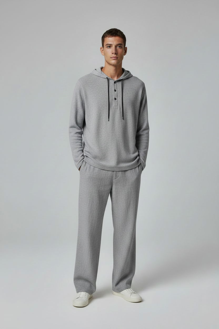 Modelo con chándal gris