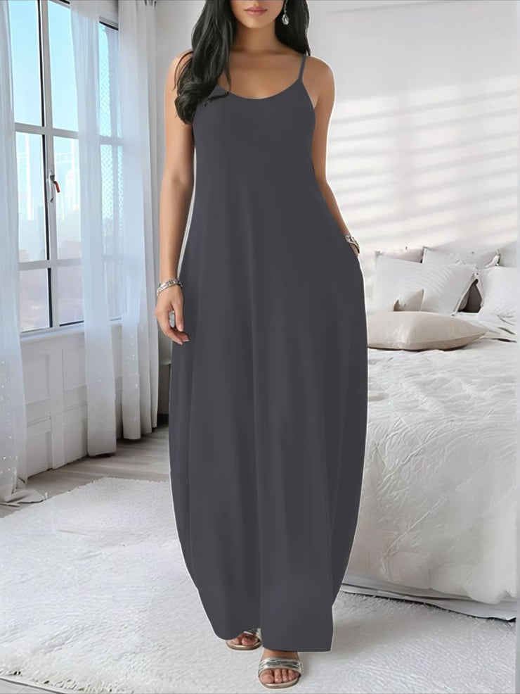 Vestido largo Naira en gris antracita, frontal