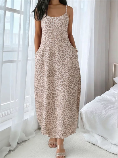 Vestido largo Naira en leopardo suave, frontal