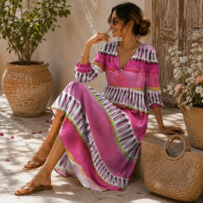 Regine, vestido largo bohemio en tonos teja — segunda vista