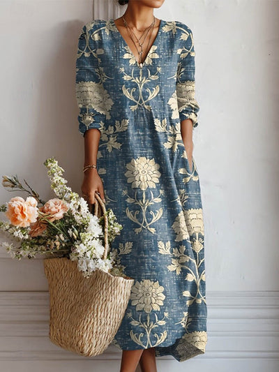 Élisabeth | Vestido largo de flores y hojas