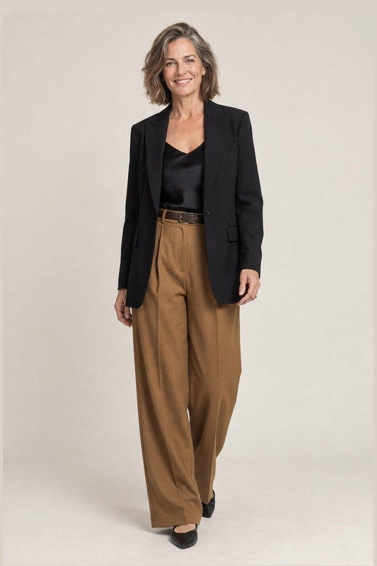 pantalon de pierna ancha, vista frontal, foto de catalogo Yaiza