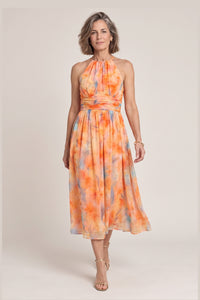 Aurora | Vestido con Cuello Halter y Estampado Acuarela